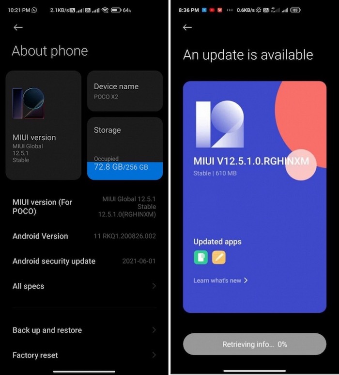 POCO X2 için MIUI 12.5