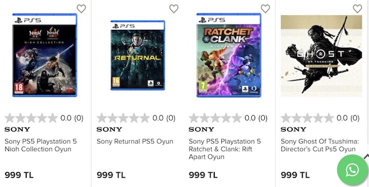 PlayStation 5 oyun fiyatları