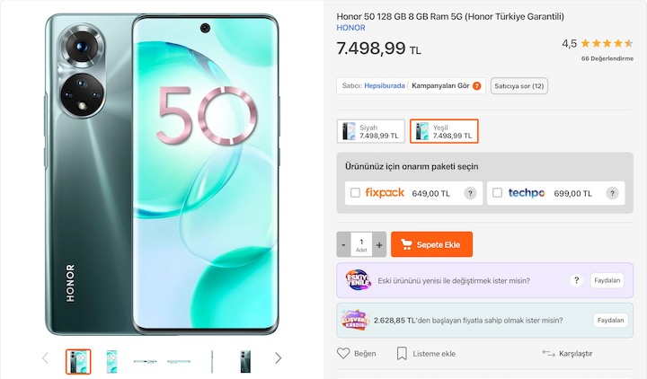 Honor 50 fiyatı