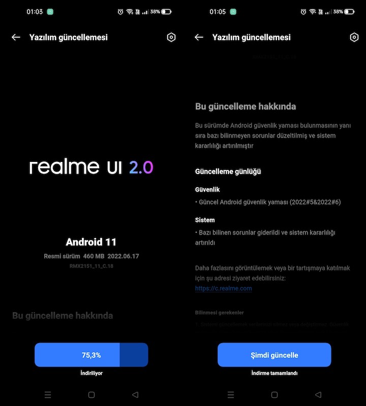 Realme 7 için Güncelleme