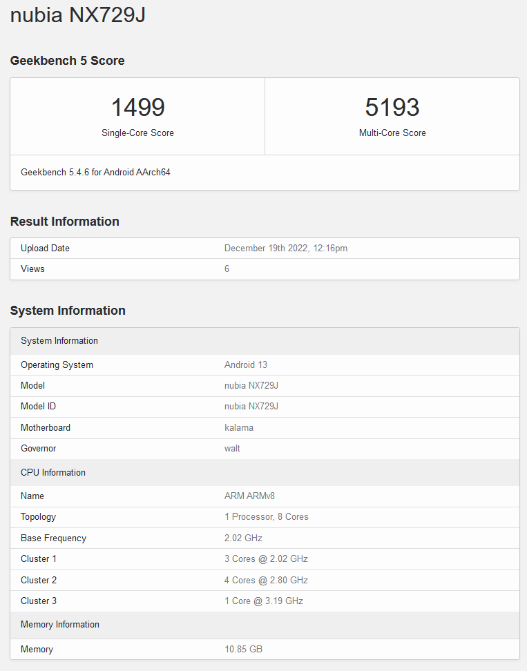 Red Magic 8 Pro Geekbench