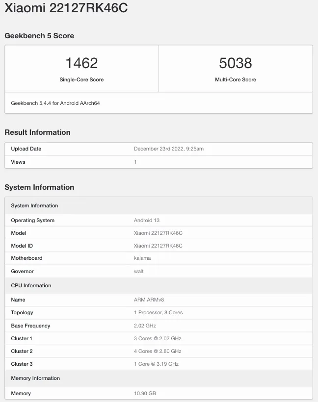 Redmi K60 Pro Geekbench