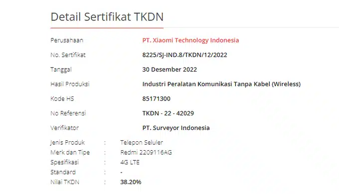 Redmi Note 11 Pro 2023 TKDN