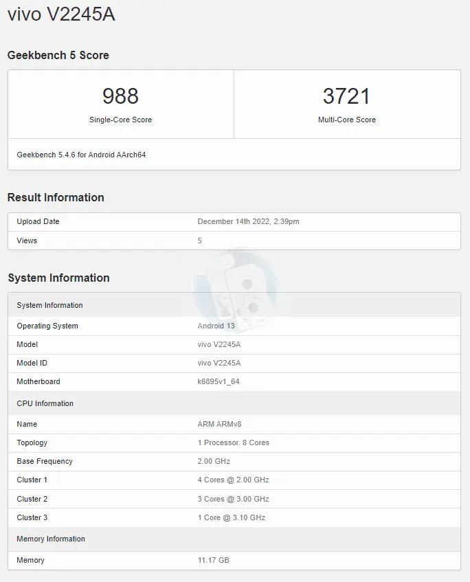 Vivo S16 Pro Geekbench