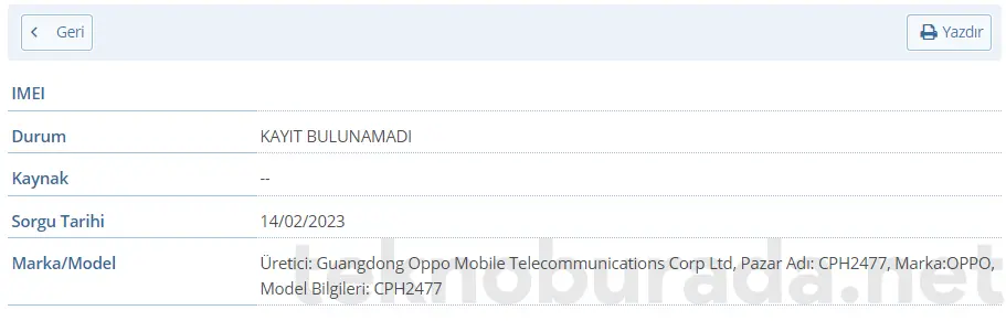 OPPO A17 IMEI