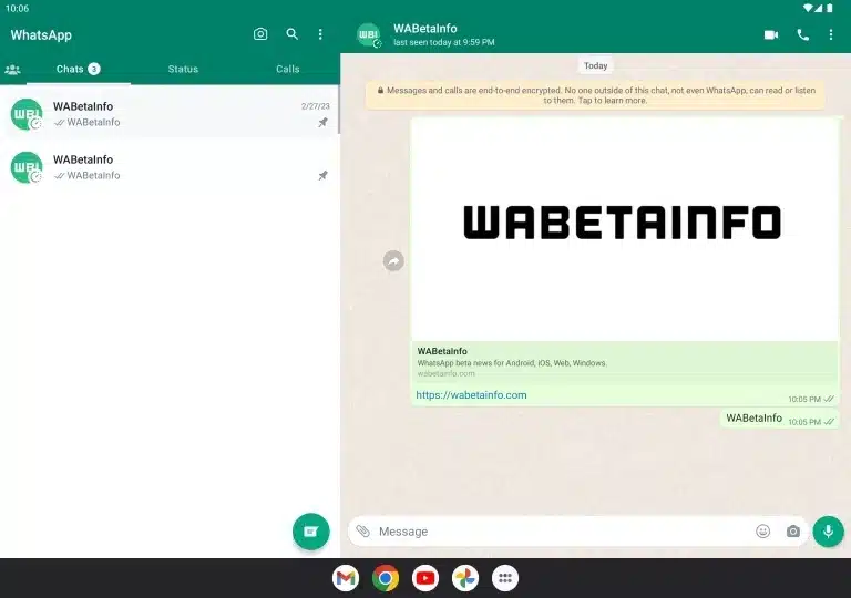 WhatsApp Tablet Arayüzü