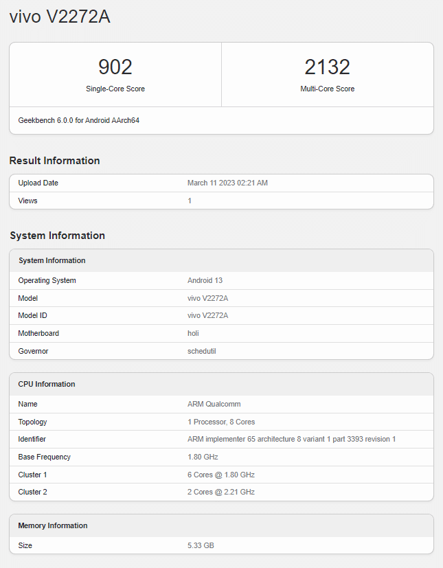 iQOO Z7x Geekbench