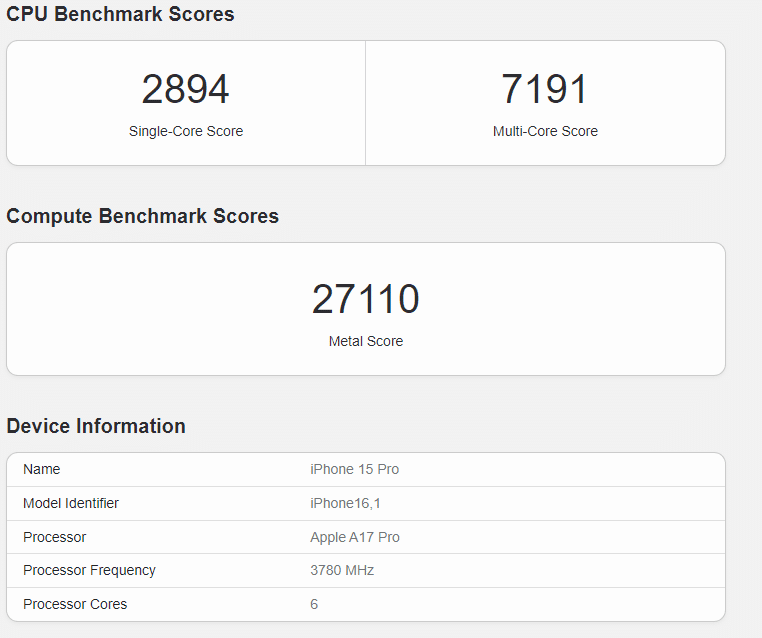 Apple A17 Pro Geekbench