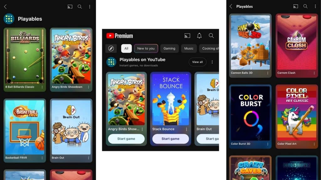 YouTube Playables