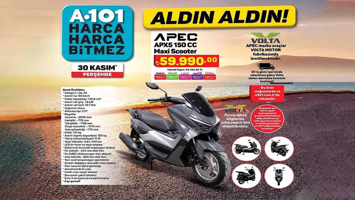 Volta Apec APX5 150 cc motosiklet A-101 aktüel 30 Kasım posteri