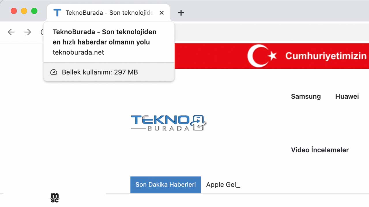 Google Chrome, TeknoBurada RAM tüketimi