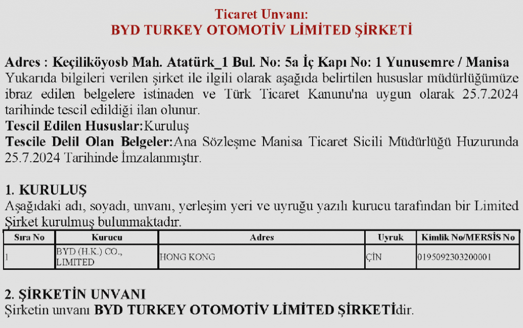 byd resmi şirket