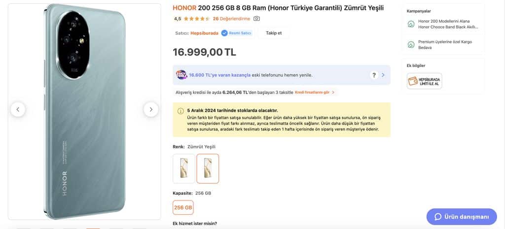 Honor 200 fiyatı