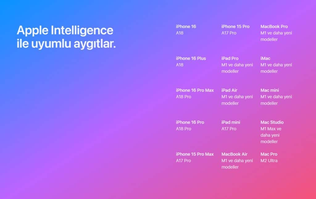 Apple Intelligence yeni dil