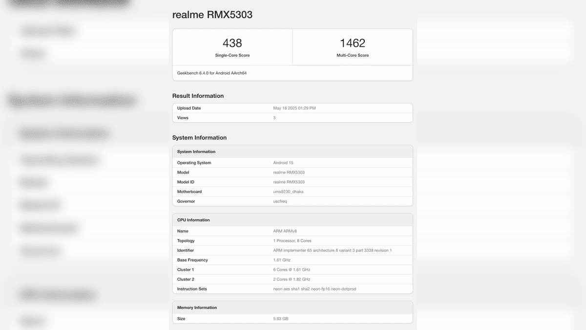 realme C71 Geekbench’te Görüldü