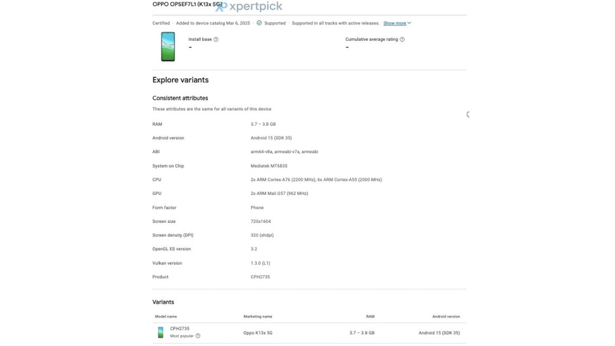 OPPO K13x 5G