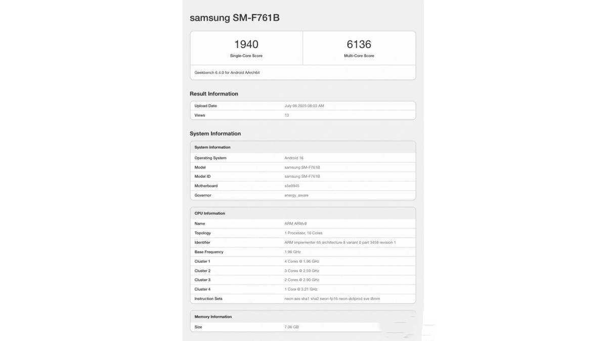 Samsung Galaxy Z Flip7 FE