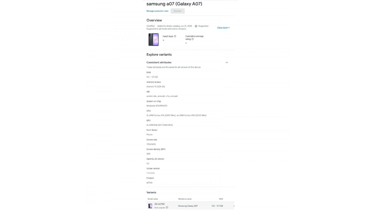 Samsung Galaxy A07