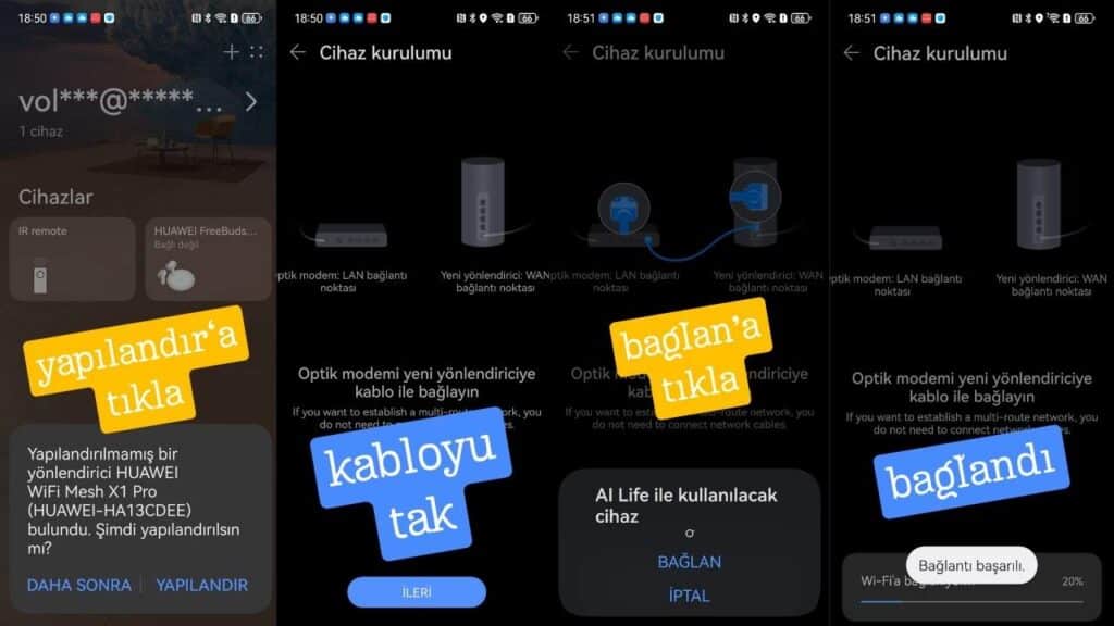 Huawei WiFi Mesh X1 Pro AI Life Kurulumnu