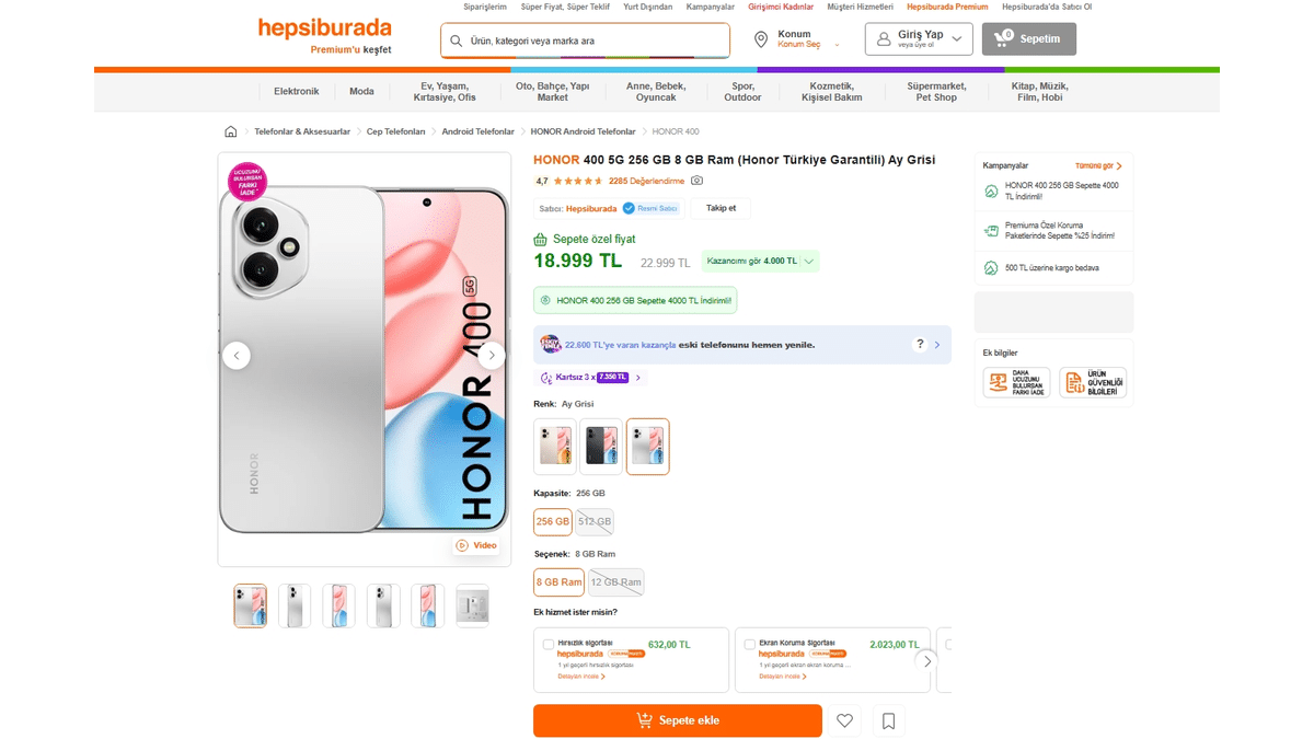 HONOR 400 5G İçin 4.000 TL İndirim Fırsatı