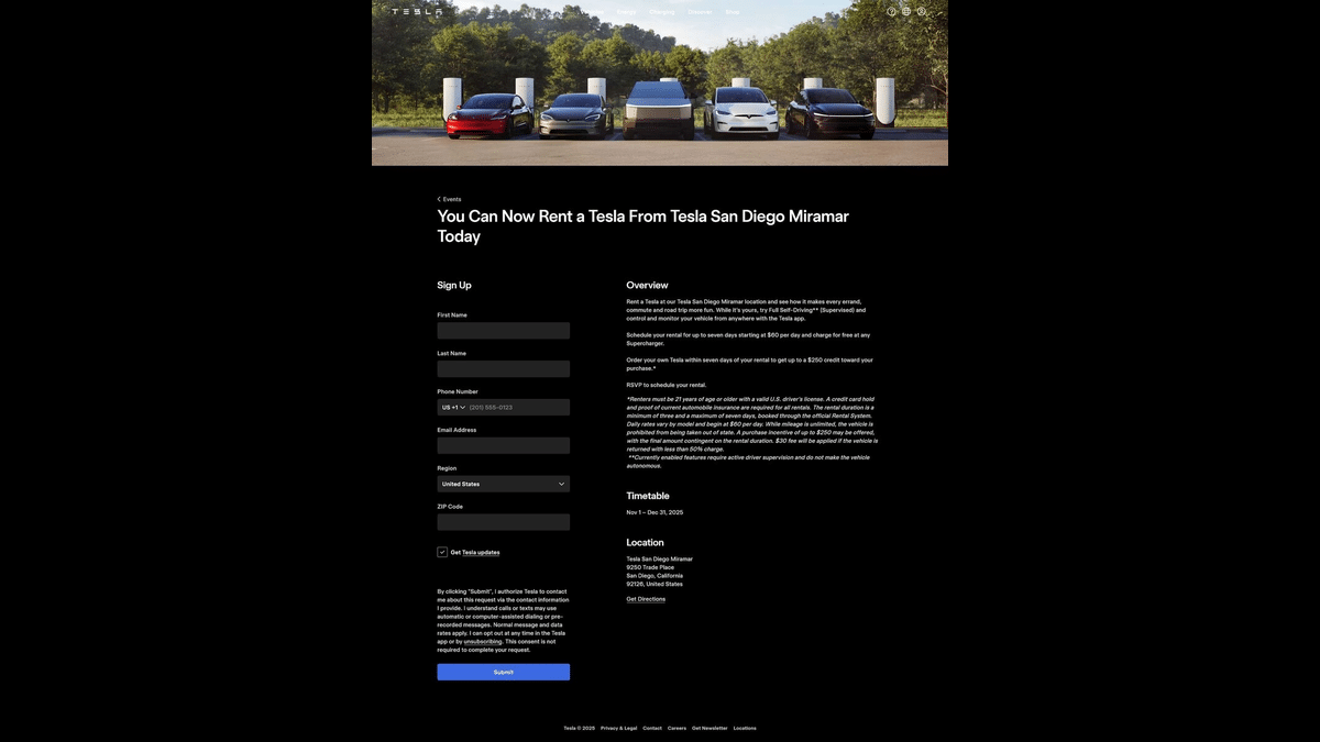 Günlük Tesla Kiralama Dönemi Başladı