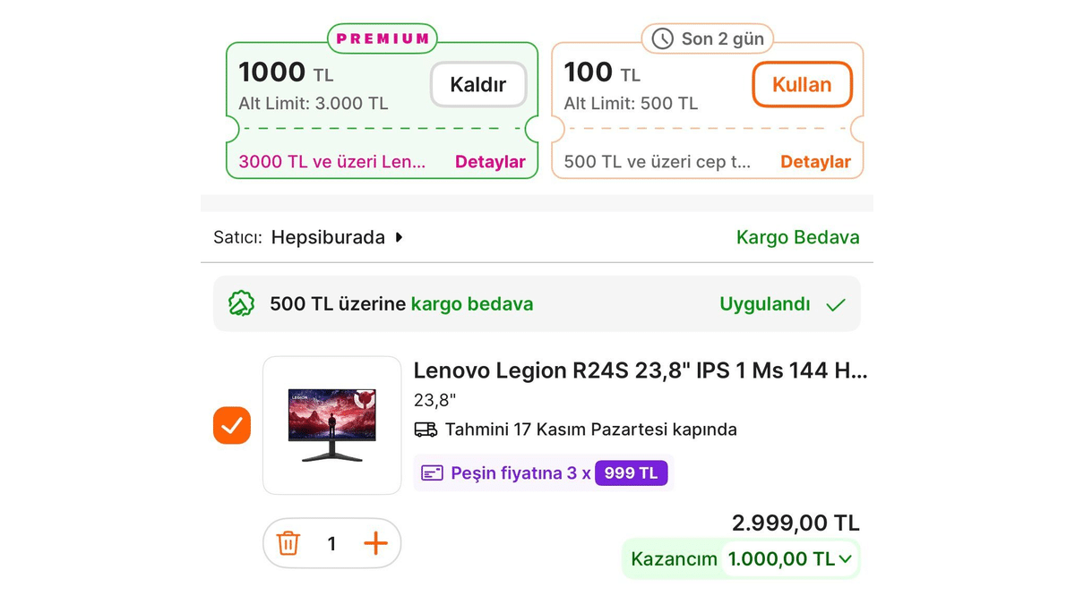 Lenovo Legion R24s Monitör Beleş Paraya Satılıyor