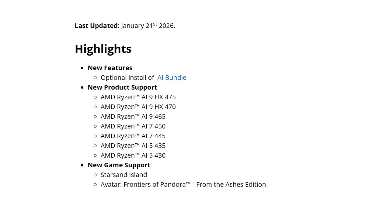 AMD Adrenalin Edition 26.1.1 Yayınlandı: İşte Yenilikler