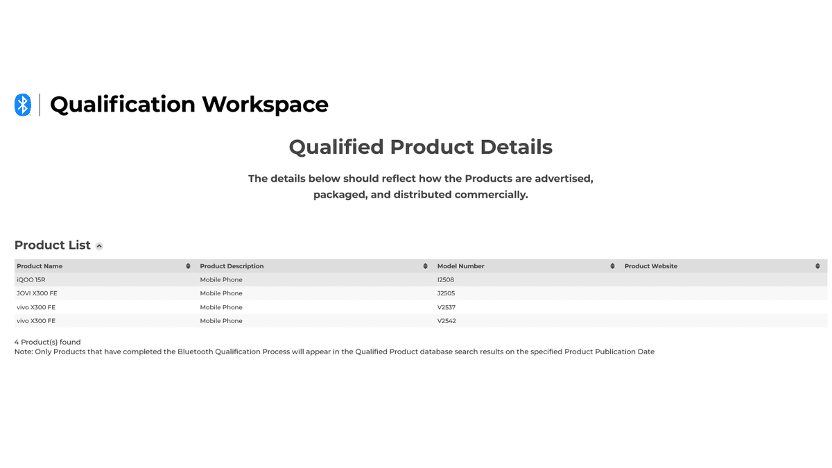 iQOO 15R Bluetooth SIG Veritabanında Göründü
