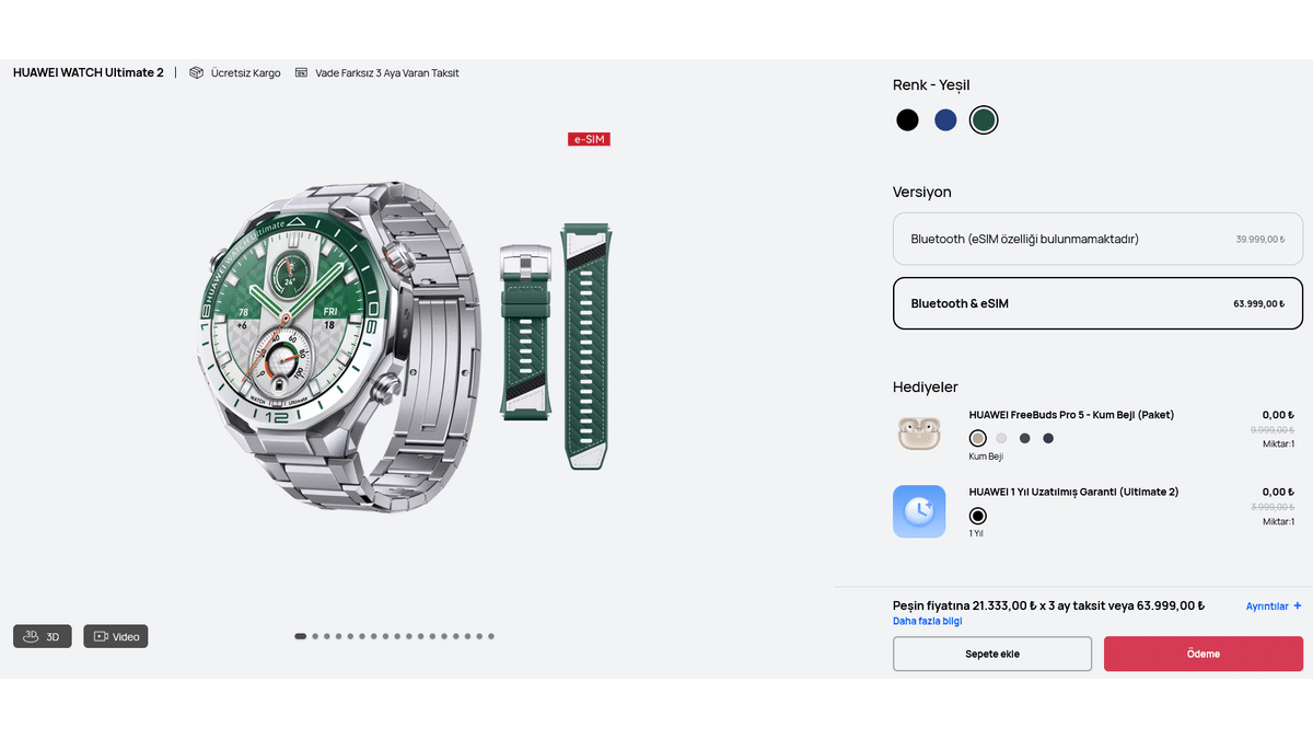Huawei Watch Ultimate 2 eSIM Türkiye’de Satışa Çıktı