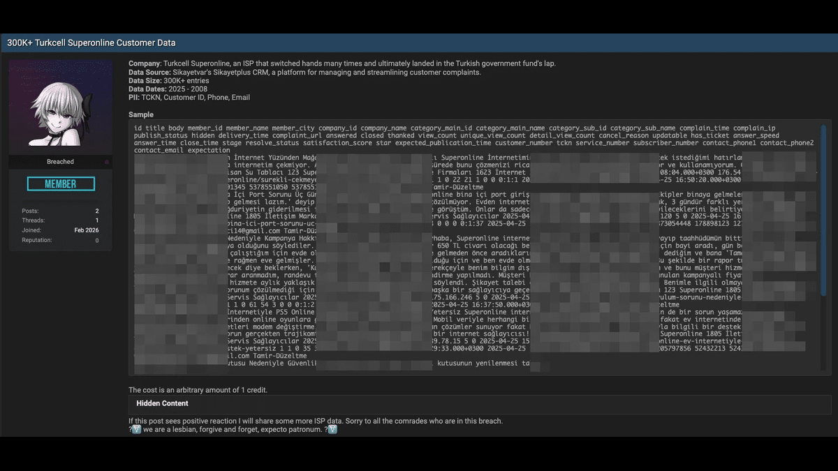 Turkcell Superonline’da 300 Bin Müşteri Verisi Çalındı