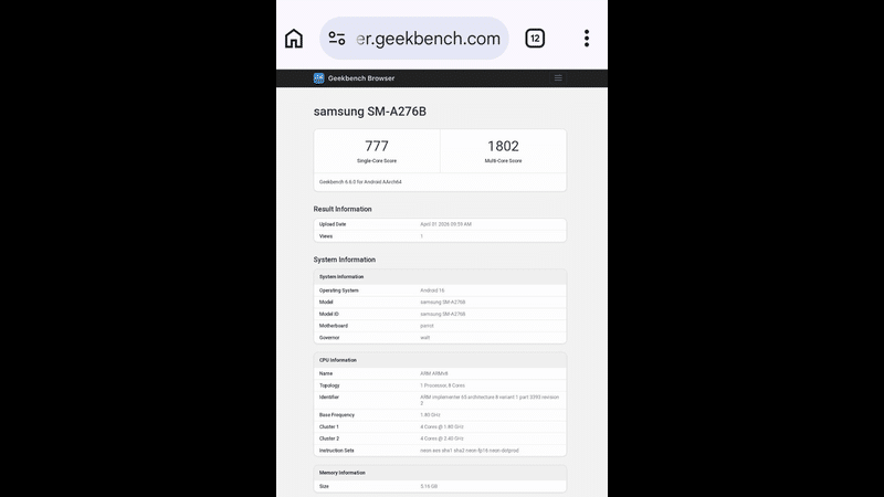 Galaxy A27 5G Geekbench’te Ortaya Çıktı