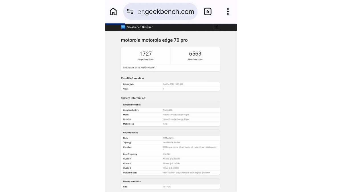 Motorola Edge 70 Pro Geekbench’te Göründü