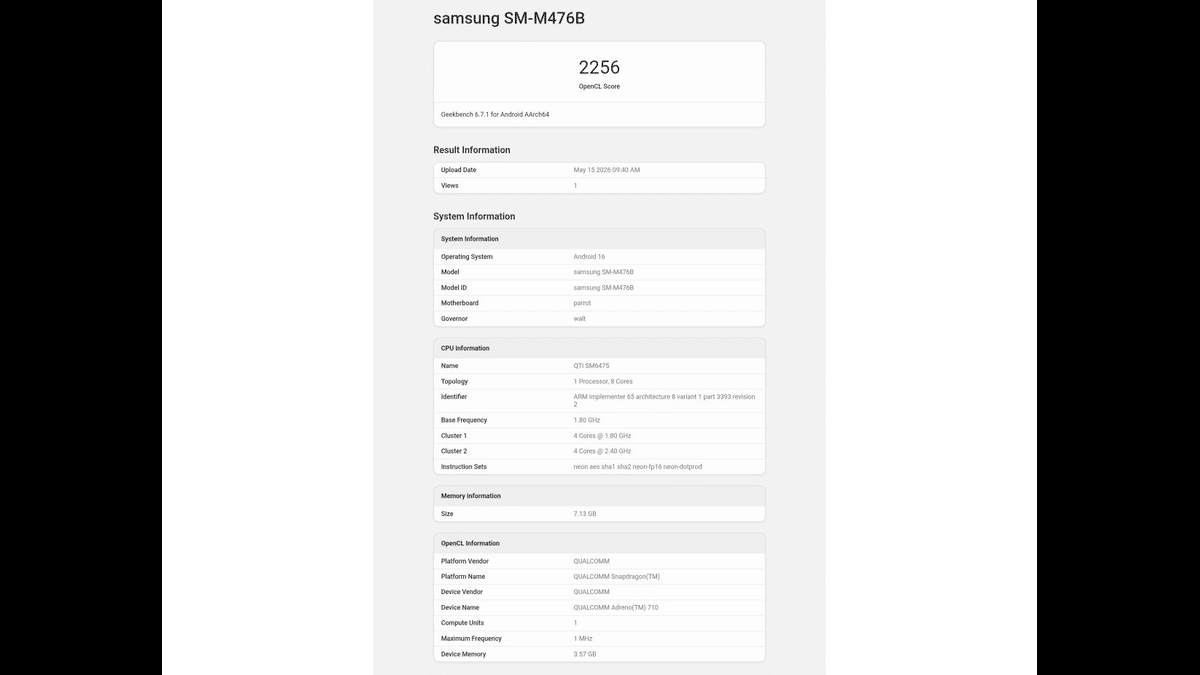 Samsung Galaxy M47 Geekbench’te Göründü