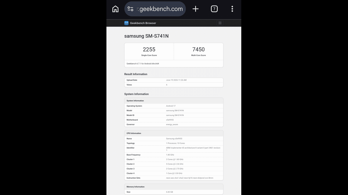 Samsung Galaxy S26 FE Gücünü Geekbench’te Gösterdi