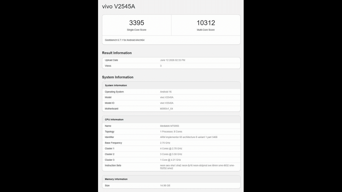 iQOO Neo 11S Geekbench’te Göründü