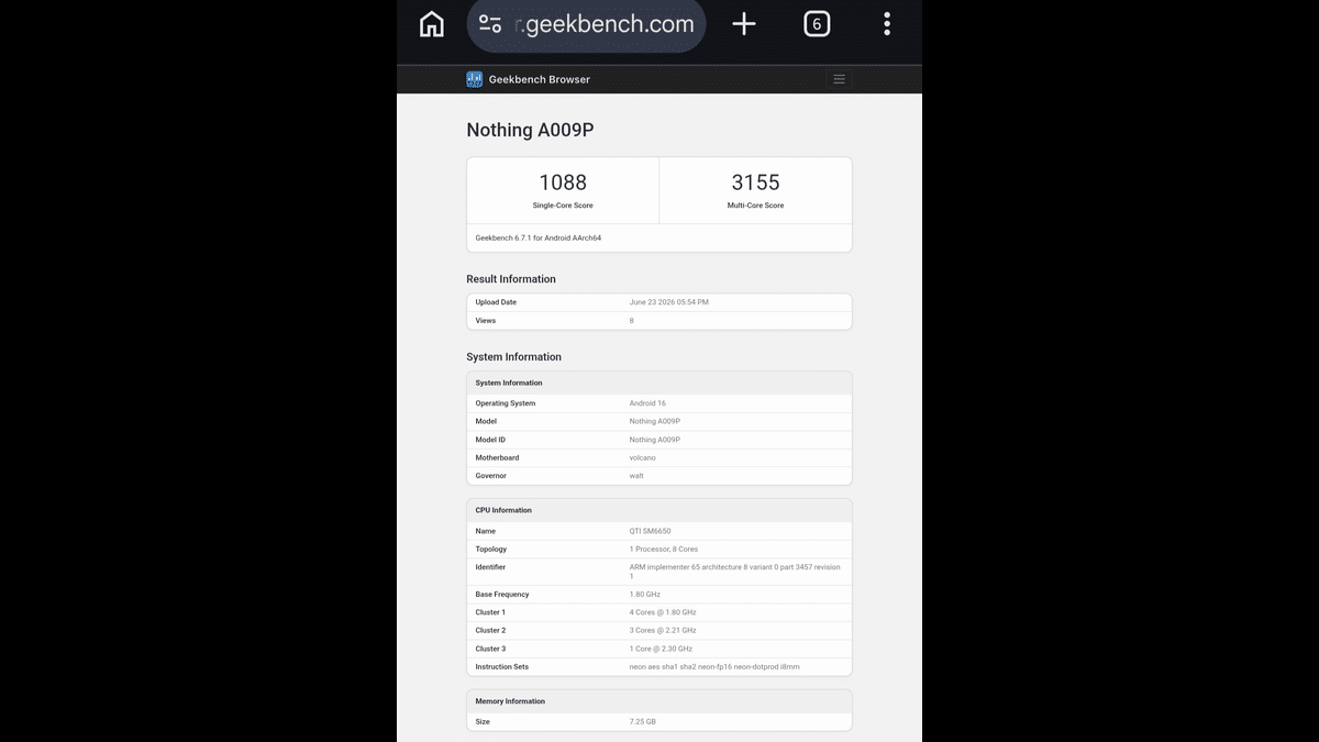 Nothing Phone (4b) Geekbench’te Göründü
