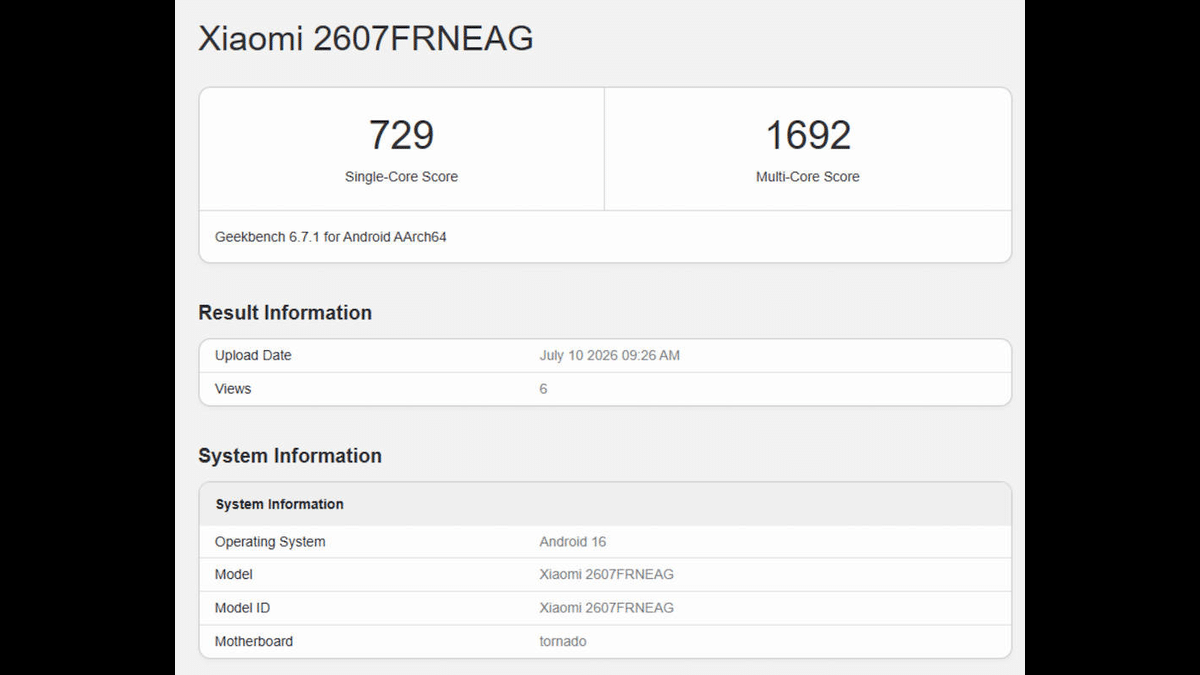 Redmi 17C 5G Geekbench'te Ortaya Çıktı