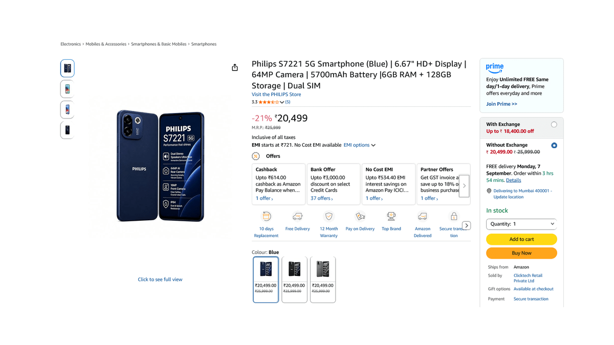 Philips S7221 5G Uygun Fiyat ve Güçlü Kamerayla Satışta