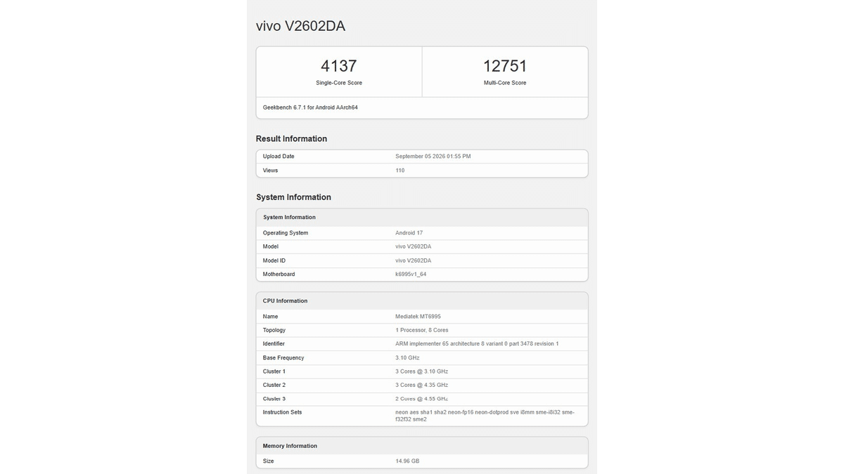 Vivo X500 Pro Max Dimensity 9600 Pro ile Şov Yapıyor